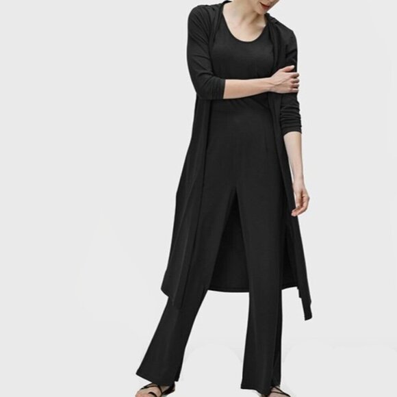 eShakti Zapelle Cotton Jersey Wide-leg Jumpsuit and Hoodie Duster Sz S (4) - Picture 1 of 13